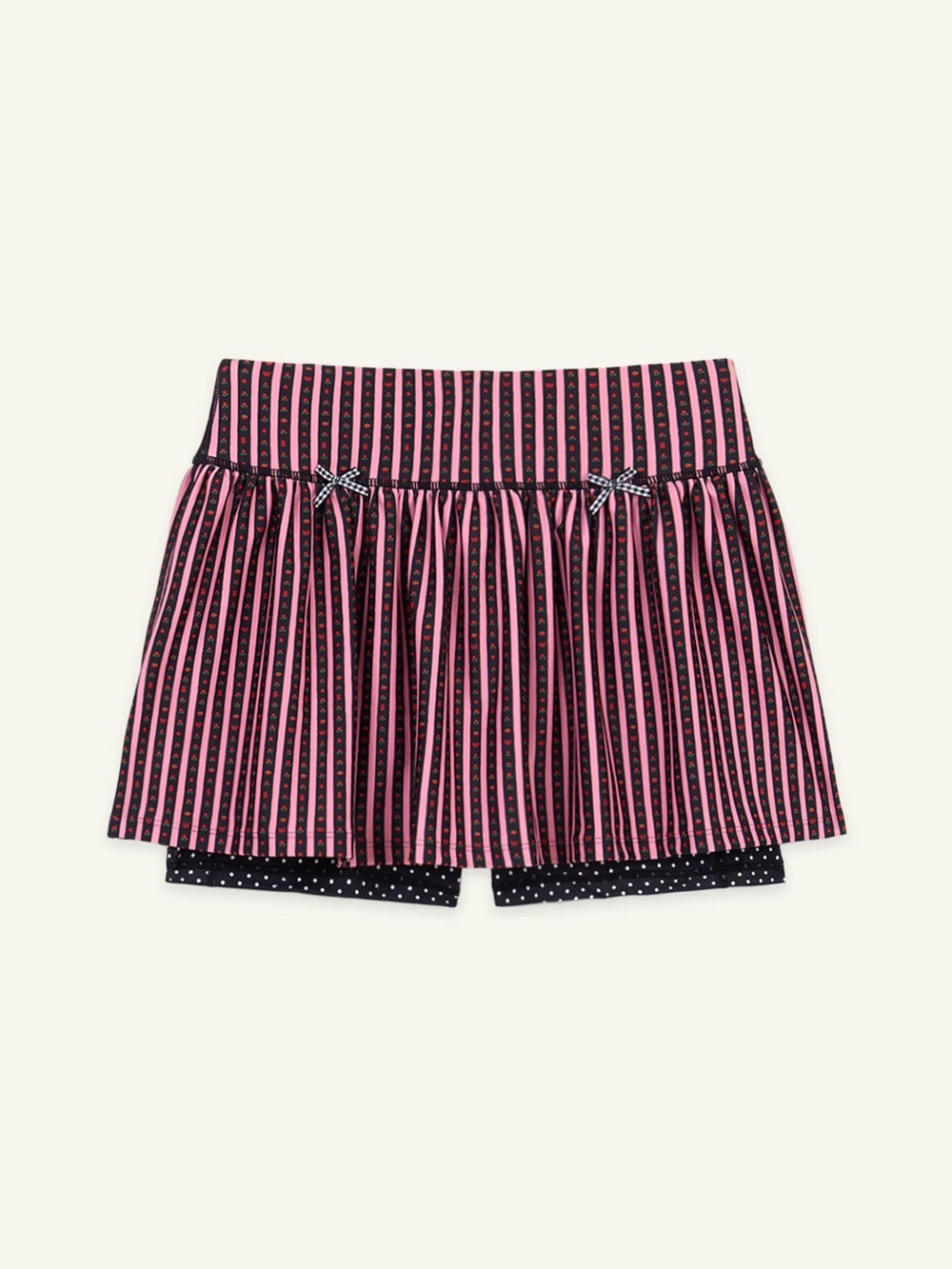 Pink & Black Striped Skort Shorts